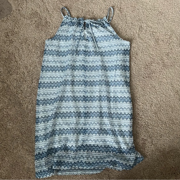 Blue & White Crochet Knee Length Dress w/ Lining | Size XL - Picture 2 of 5